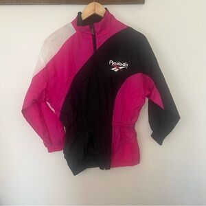 Vintage 90’s  Reebok Windbreaker Jacket Pink Black Colorblock Size L